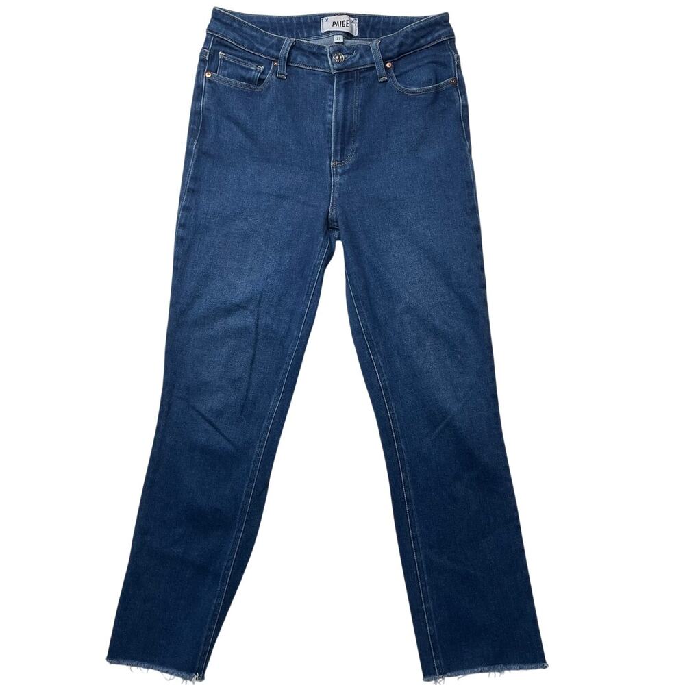 Paige Cindy Crop High Rise Straight Leg Jeans 27 Women's Cotton Stretch Raw Hem